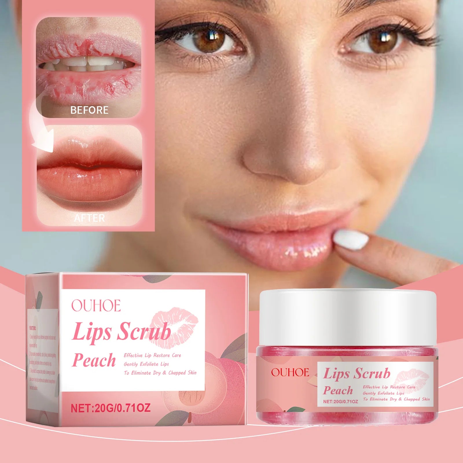 Peach Lip Care Scrub Lip Balm Cream Exfoliating Moisturizing Nourish Skin Repair Fine Lines Dead Skin Smooth Skin Care Hydrating