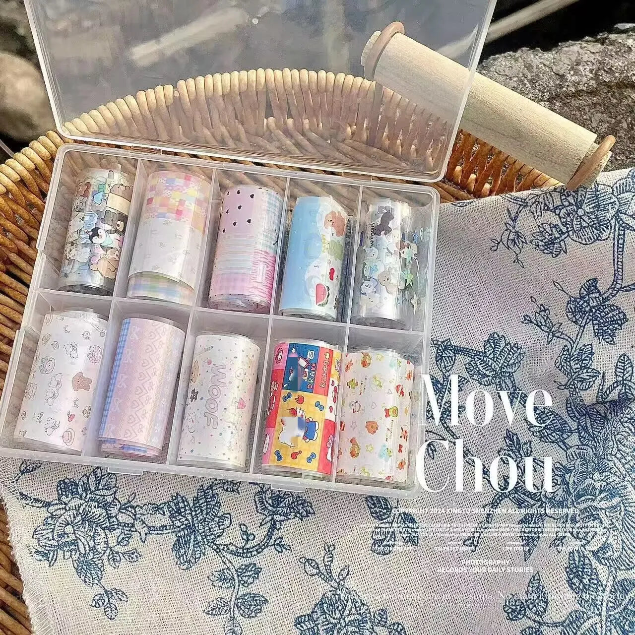 10Rolls Plaid Thousand-Bird Bow Stars Nail Foils Transfer Paper Nail Art Stickers Manicure Set Decal Nails Decoration