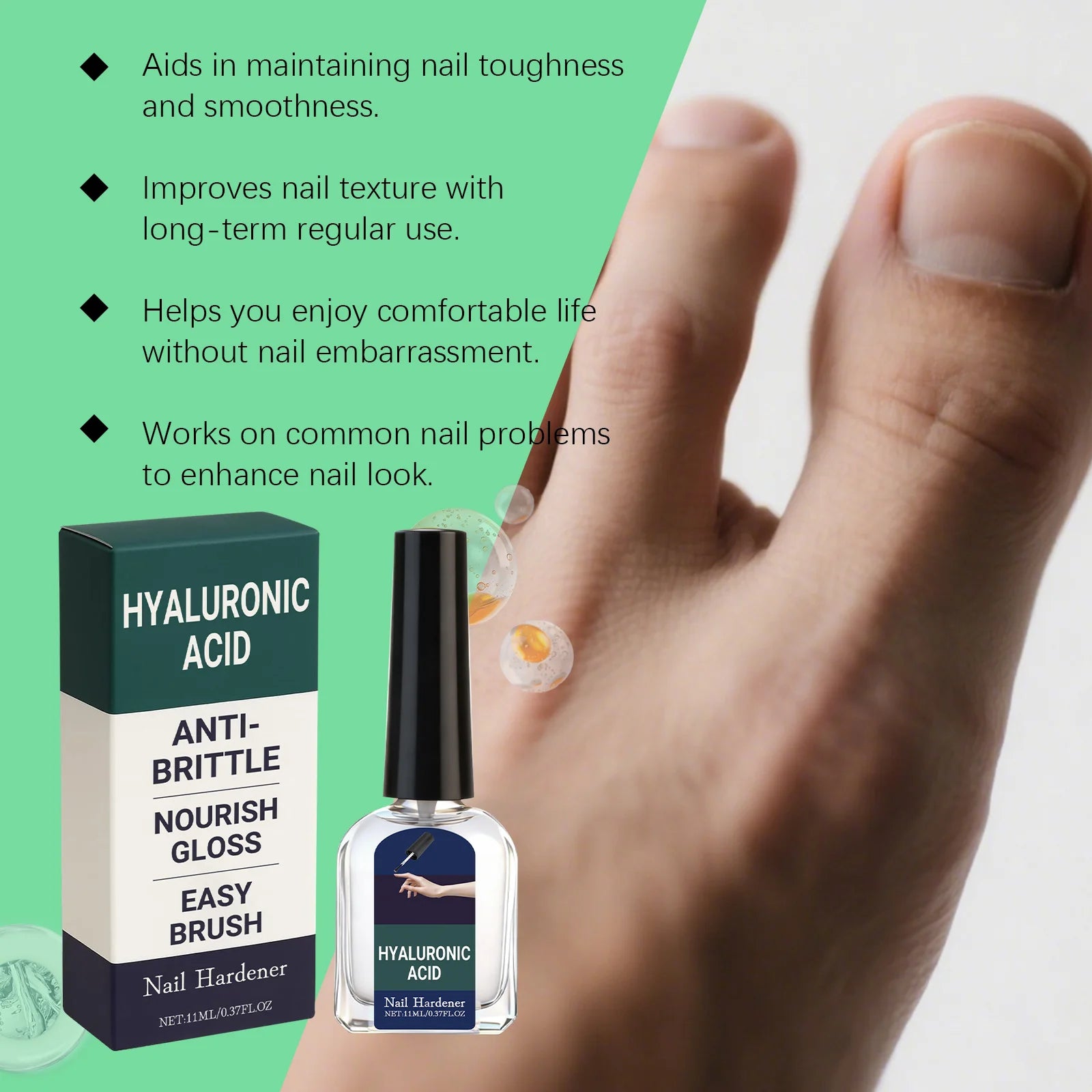 Hyaluronic Acid Nail Hardener Nourish Brittle Hands Feet Nails Repair Dry Breakage Nails Gloss Growth Nail Strengthening Drops