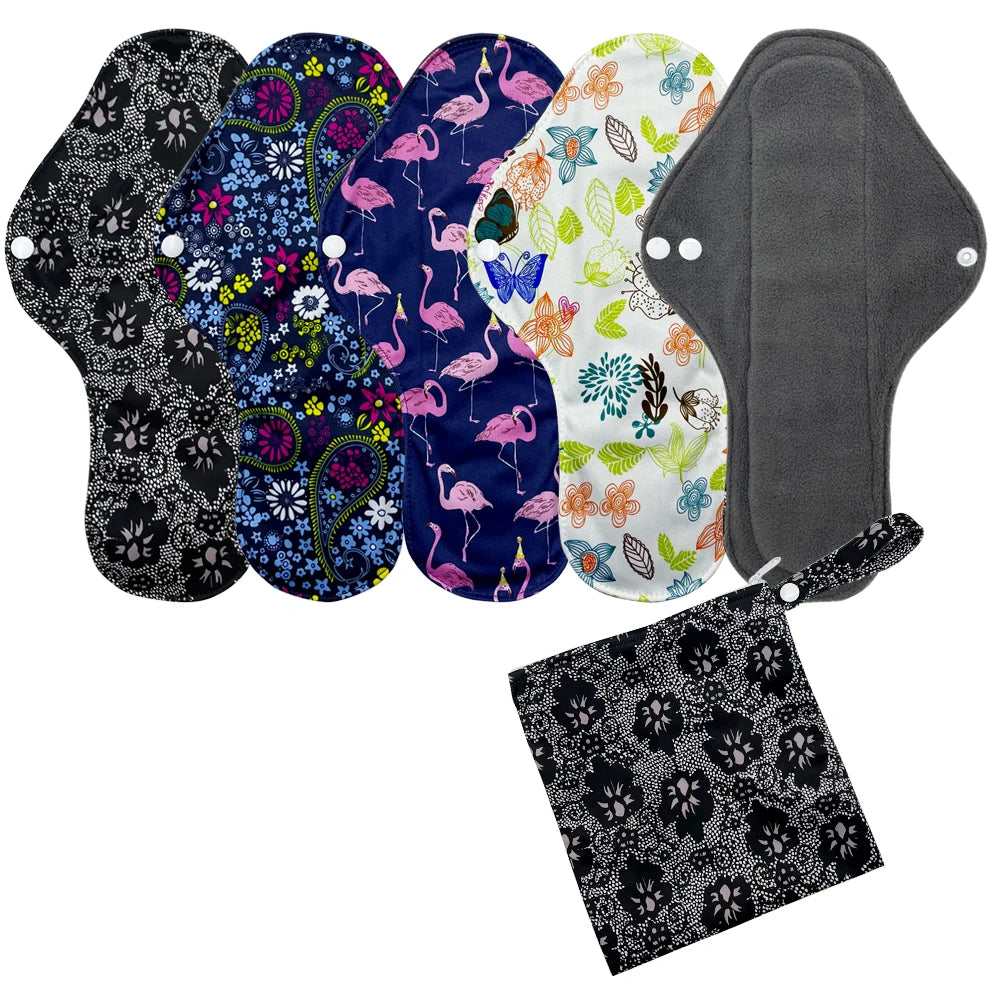 Eco-Friendly Reusable Sanitary Pads Set - Durable Leak-Proof Washable mama cloth Pads for Active Women Workout & Travel