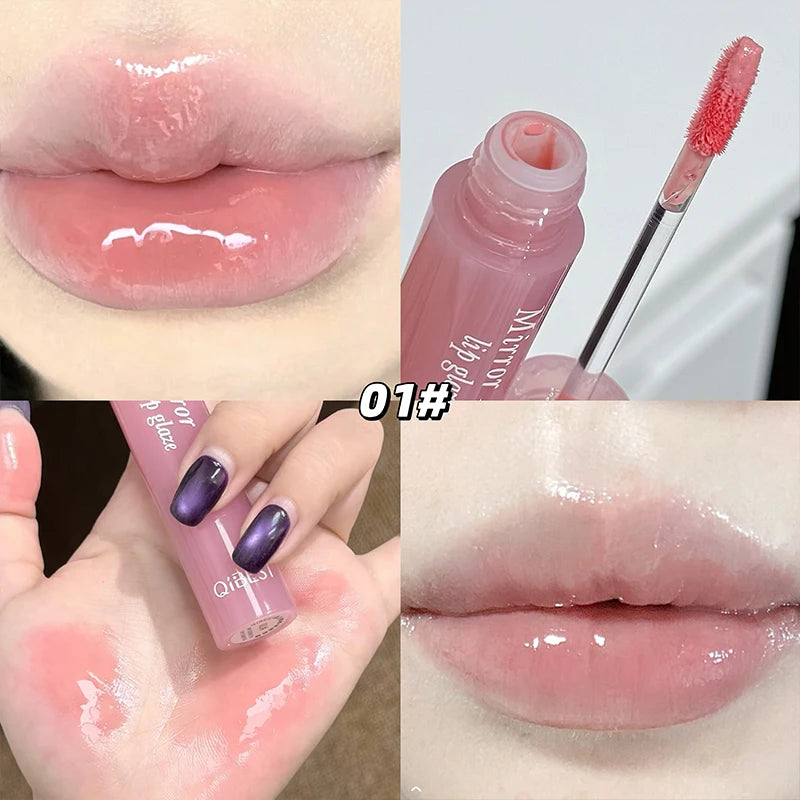 QIBEST New Mirror Water Lip Gloss Moisturizing Lip Tint Not Easy to Fade Lasting Non-Stick Cup Lip Glaze Stain Korean Cosmetics