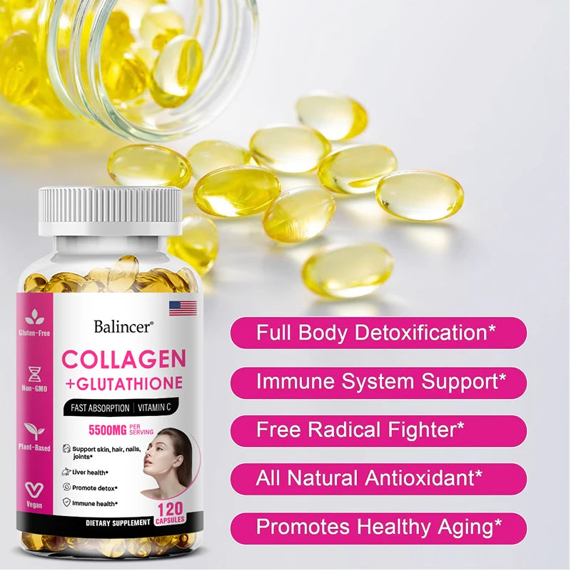 Glutathione Collagen Supplement, Antioxidant Whitening Capsules, Skin Health Deep Nourishment Skin