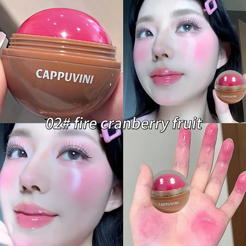 Cappuvini Juice Blush Ball Water Light Blusher Brightening Face Easy Color Multi-Use Blush Makeup Suitable for Lips and Cheeks