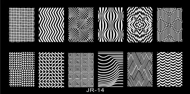 1Pc Nail Art Stamp Plate Geometric Line DIY Stamping Image Plate 6*12CM Nail Stamping Plate Stainless Steel Plate Stencil JR-030