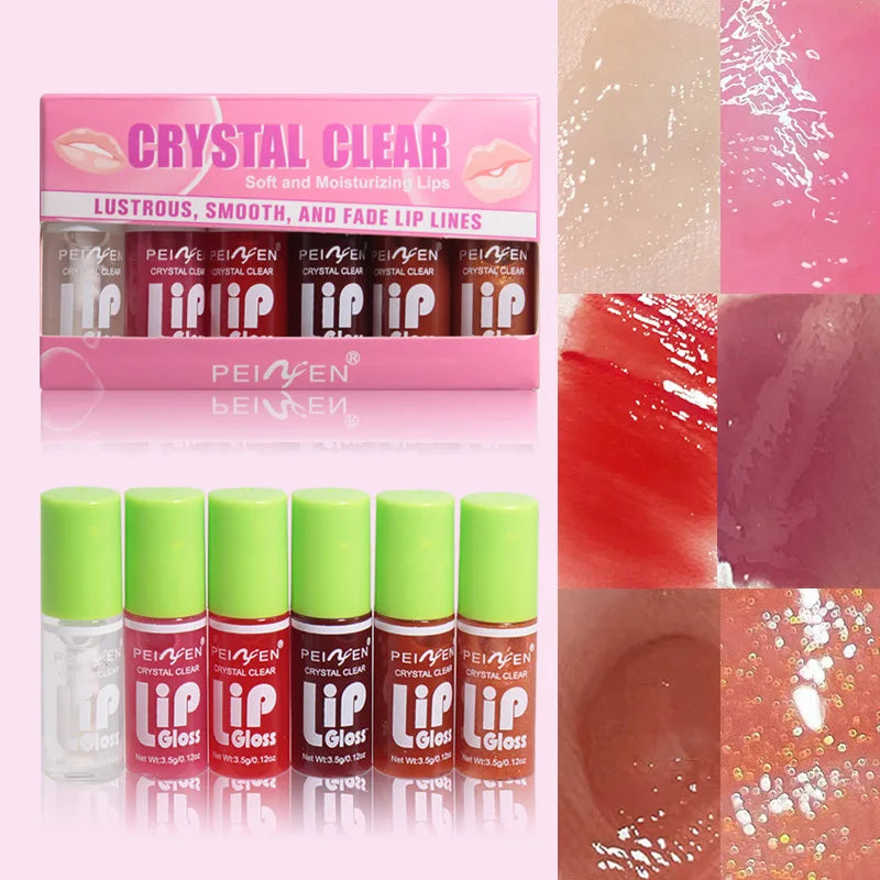 6pcs Moisturizing Min Plump Lips Lipgloss Transparent Lip Oil Sexy Lip Cosmetics For Make Up Liquid Lipstick Lips Cosmetics Gift
