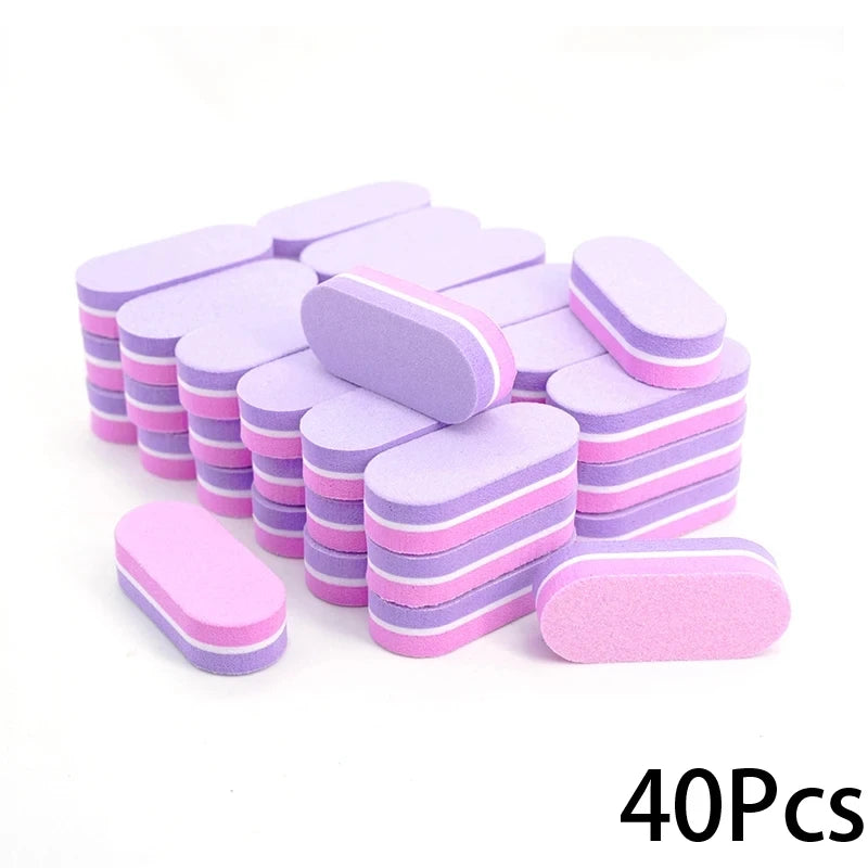 10/20/40Pcs Mini Nails Sponge File Buffer Block Double Color Buffing Sanding File Pedicure Manicure Tool Gel Suplies Accessories