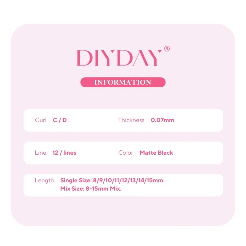 DIYDAY U-shaped YY Eyelash Extension Premium PBT Double Layer U Sahpe YY Lashes Ultra Soft Featherlight False Mink Eyelashes