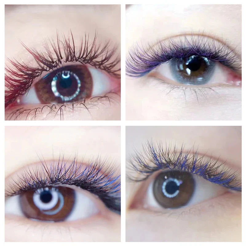 NATUHANA Dark Colored Eyelashes Extension Individual Natural False Mink Colorful Eyelash Grey Blue Color Lashes for Party Makeup