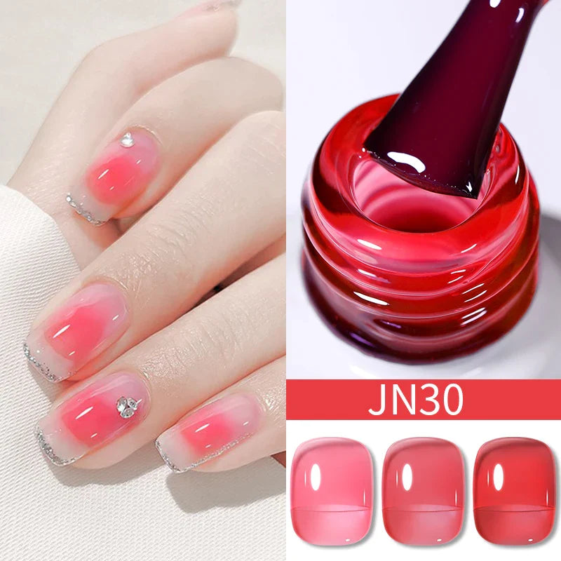 BORN PRETTY 10ml Blood Red Jelly Gel Nail Polish Halloween Nails Art Gel Polish Sheer Translucent Nail Gel for Winter Manicure