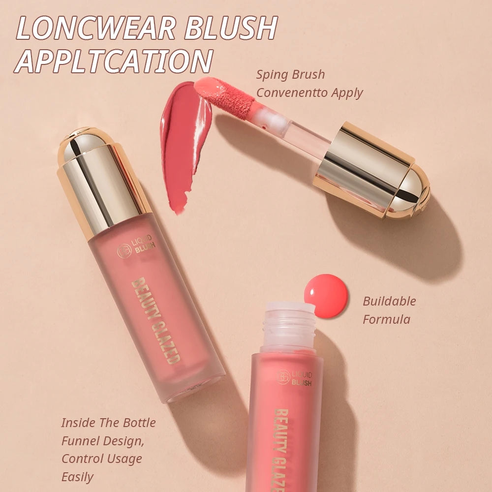BEAUTY GLAZED Blush Velvet Matte Liquid Lasting Natural Cheek Tint Cream Makeup 5 Colors