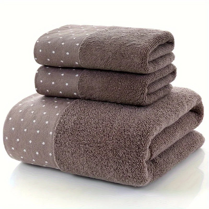Set of 3 Cotton Bathroom Towels Sets 2pcs Hand Face Towel 35x75cm and 1pcs Big Bath Towels 70X140cm Washcloths Gift Towels