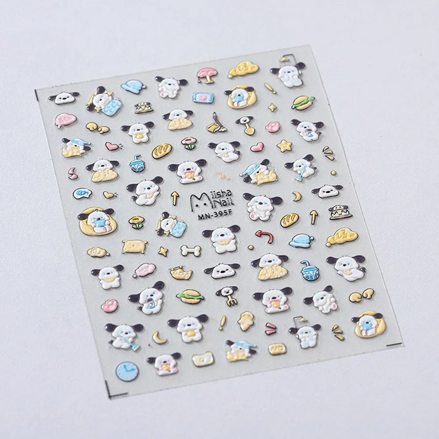 1PCS New Color Laser Hello Kitty Cartoon 5D Nail Stickers Sanrio Cinnamoroll Pochacco Nail Art Supplies DIY Nail Art Stickers