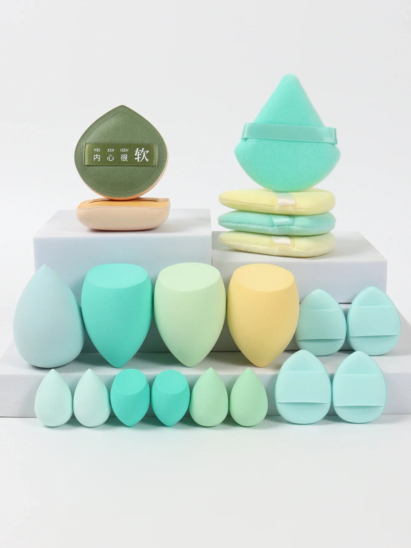 20 Pcs Pink Makeup Sponge and Makeup Puff Set Suitable for Face Cream and Powder Concealer Powder Makeup Machine