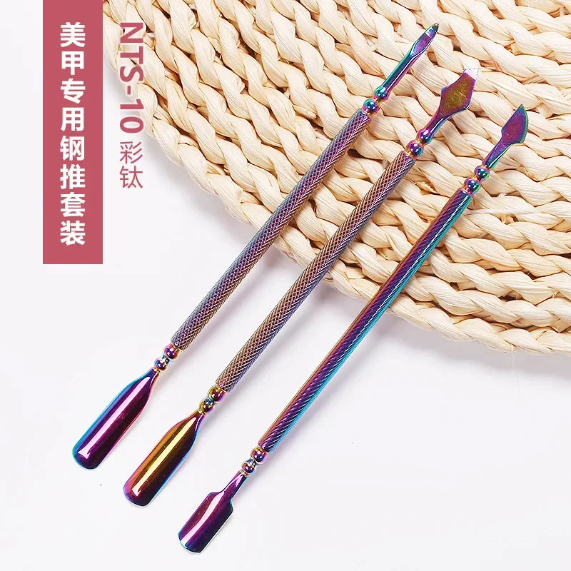 3Pcs Nail Cuticle Pusher Stainless Steel Cuticle Remover Pusher Dead Skin Pedicure Nail Care Clean Manicure Tools