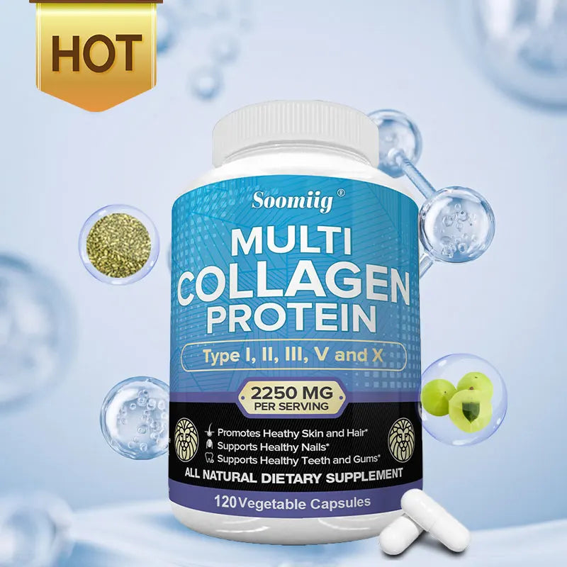 Collagen Peptides Capsules - Multi-Collagen Protein - for Hair Skin Nails Teeth Gums Joints, Gluten Free, Non-GMO