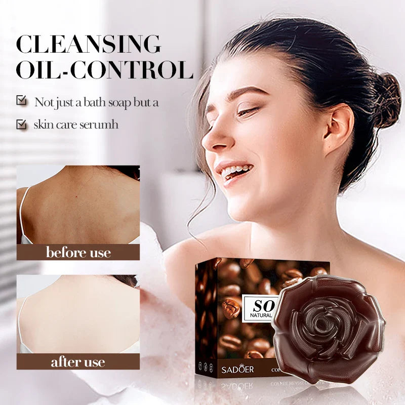 SADOER Coffee Facial Soap Face Wash Foam Facial Cleanser Whitening Moisturizing Anti Acne Body Bathing Facial Soap