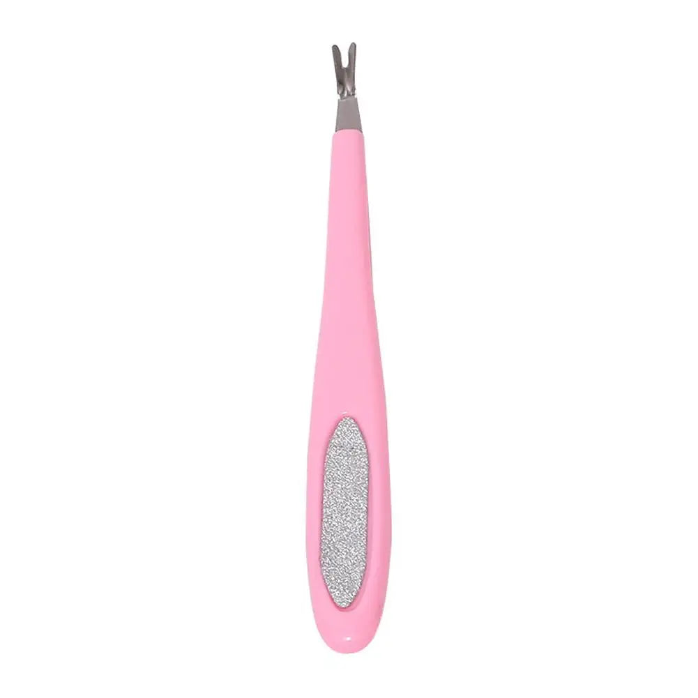 1PCS Pink V-Shaped Nail Cuticle Pusher Stainless Steel Dead Skin Fork Remover Trimmer Manicure Pedicure Care Tool