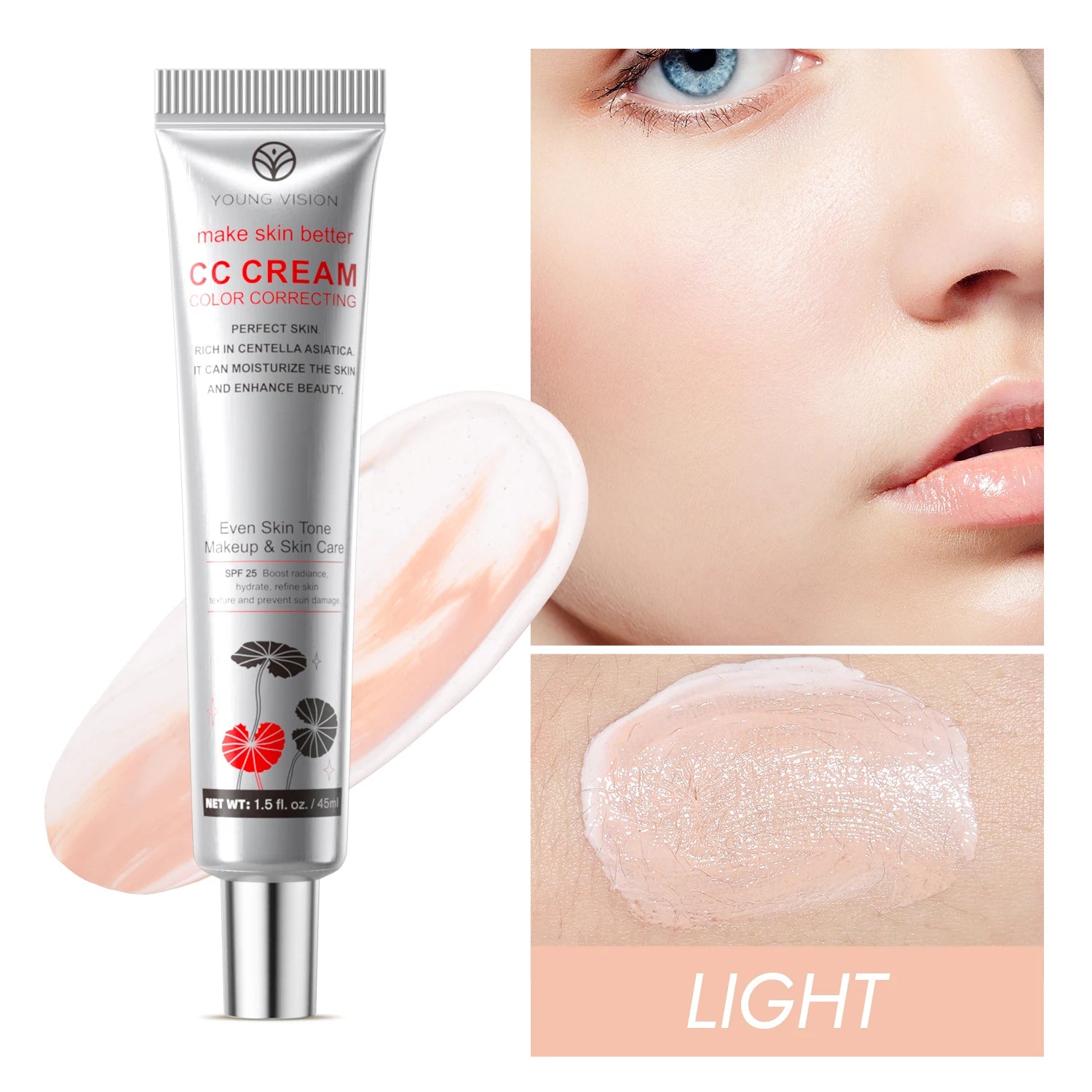 1PC/2PCS 45ml Brightening CC Cream Centella Asiatica Repairing BB Cream Natural Concealing Whitening Foundation Liquid Cosmetics