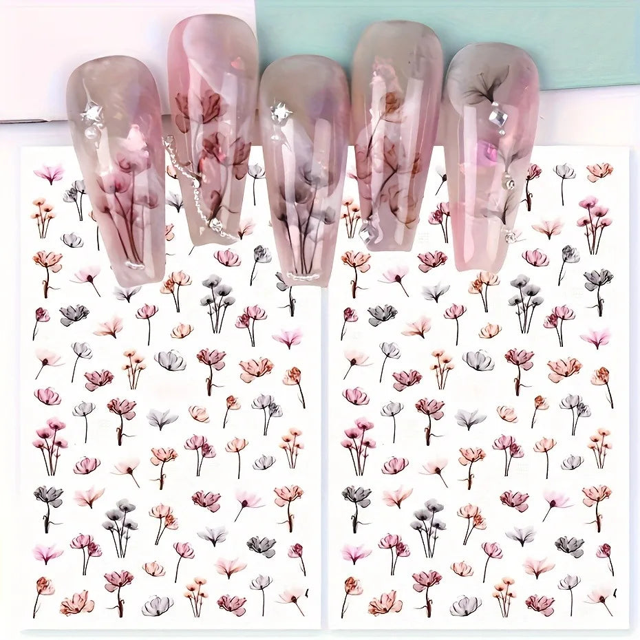 Spring and summer flower butterfly nail stickers, used for DIY nail decoration in daily life, festivals, parties, and weddings