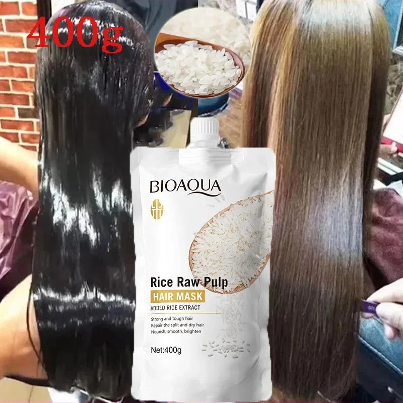 Rice Magical Keratin Hair Mask 5 Seconds Repair Damaged Frizzy Hairs Soft Smooth Shiny Moisturizing Nourish Hair Root Care