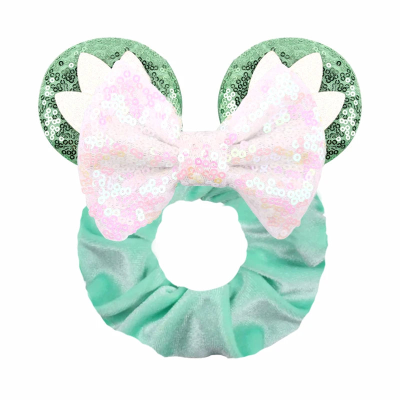 Women Ears Hair Scrunchies Velvet Hairbands For Girls Sequins Bows Headband Women Trip DIY Accessories Mouse Party Decor