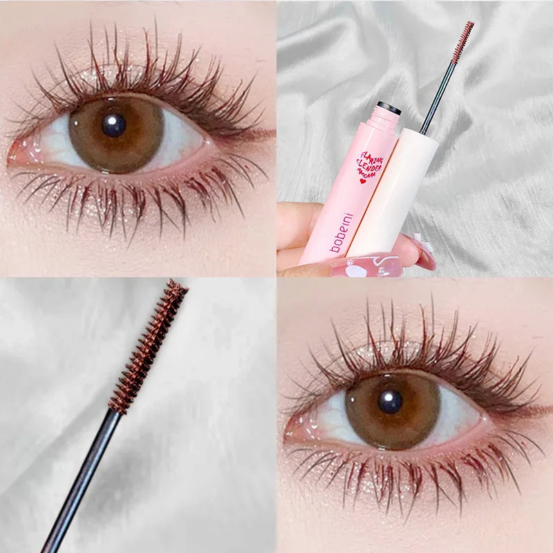 Ultra-Fine Brush Mascara Makeup Silk Fiber Lengthens Eyelashes Waterproof Fast Dry Matte Brown Black Curling Mascara Comestics