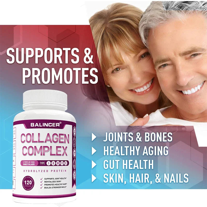 Hydrolyzed Collagen Peptides + Protein Supports Hair, Skin, Nails, Joints & Bones - Contains Type 5, I, II, III, V, X - Non-GMO