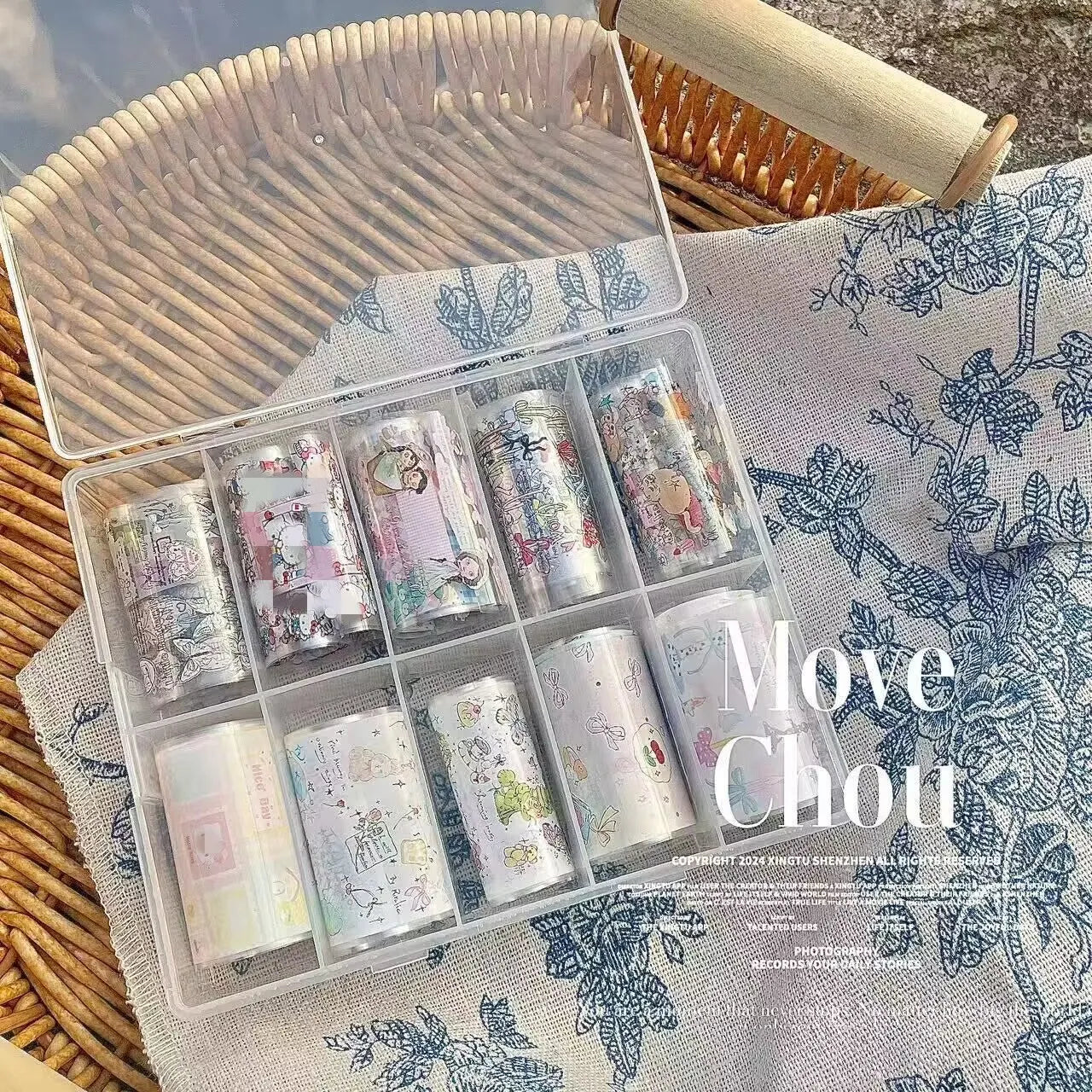 10Rolls Plaid Thousand-Bird Bow Stars Nail Foils Transfer Paper Nail Art Stickers Manicure Set Decal Nails Decoration