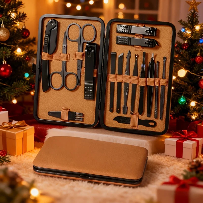 7/16/24 Pcs Brown Series Manicure Set Stainless Steel Nail Clipper Hand& Foot Trimming Tool, with Portable Exquisite Storage Box