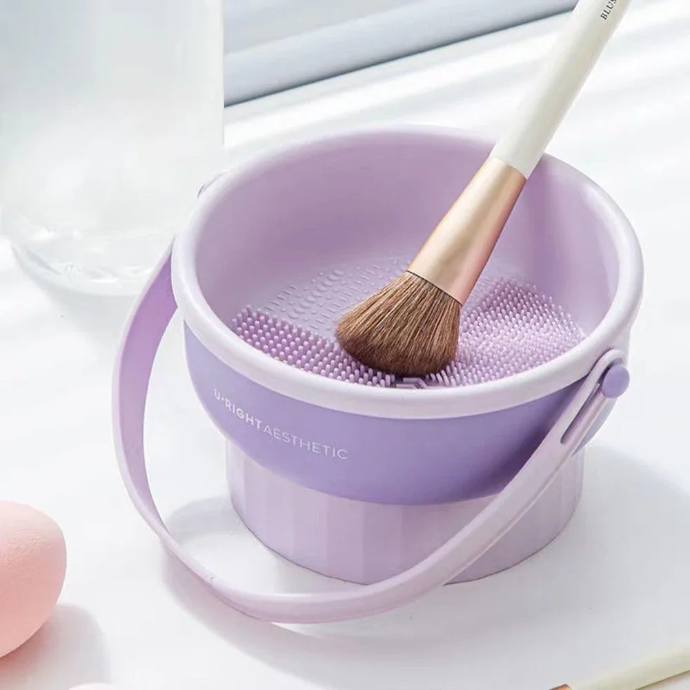 Makeup Brush Cleaning Bowl Beauty Egg Cleaning Tool Storage Set Brush Powder Puff Dry Cleaning Silicone Drying Shelf