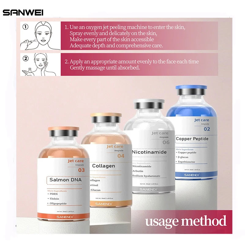 Facial Stem Cells Serum Salmon+VC+Peptide +Nicotinamide Oxygen Spray Dermapen 4 Different Booster Ampule Kit Jet Care Peeling