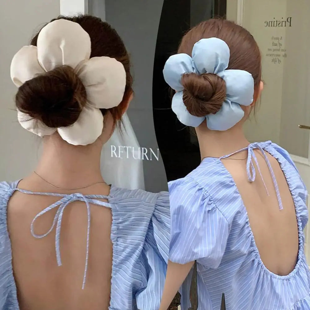Korean Creative Exaggerated Flower Scrunchie Headdress Women Girl Trendy Design Elastic Hair Band Vacation Hair Accessories