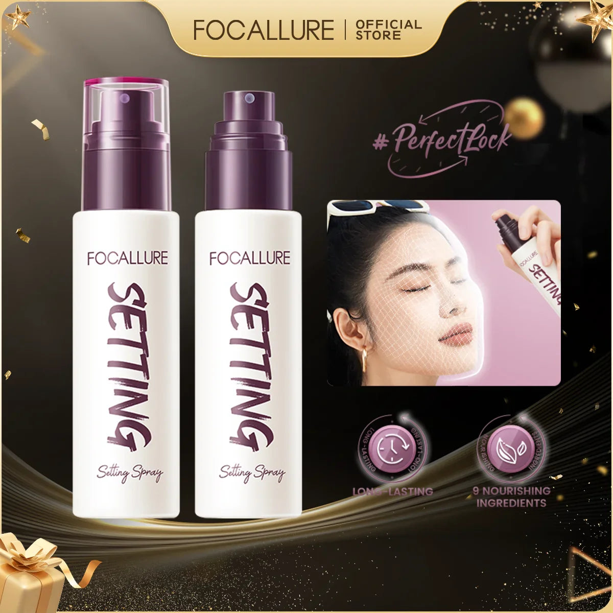 FOCALLURE Moisturizing Lightweight Spray Fixer Lotion Hydrate Oil Control Long-lasting Natural Fine Mist Face Makeup Cosmetics