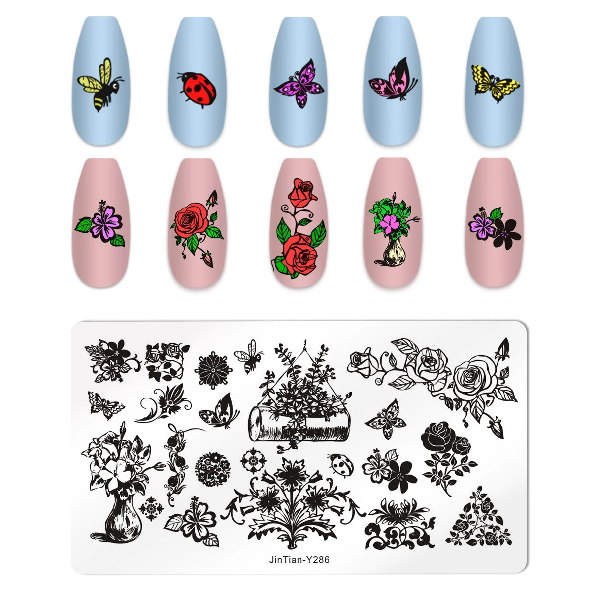 Valentine's Day Nail Stamping Plates Rose Flower Love Theme Nail Art Plate Stainless Steel Halloween Nail Design Stencil Tools