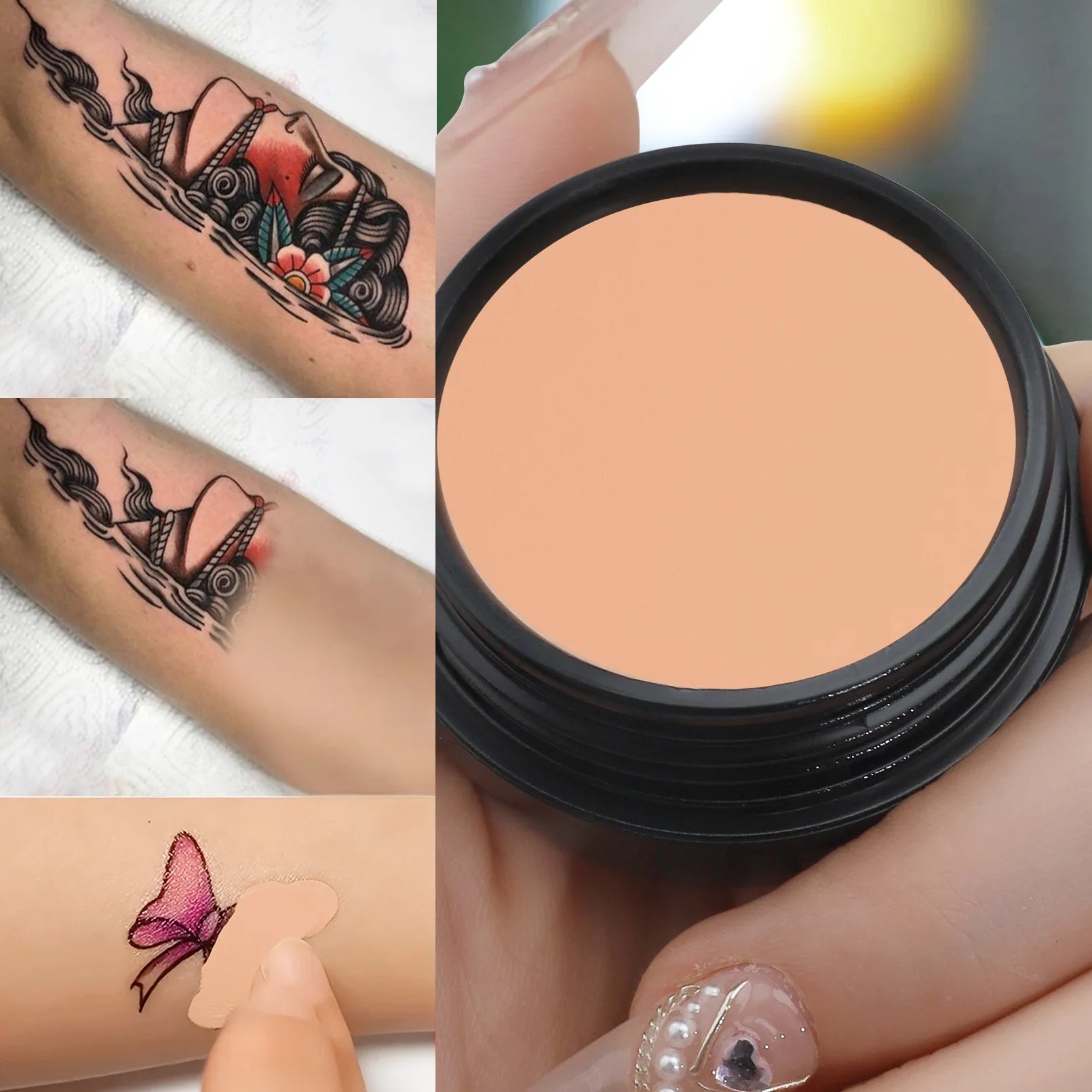 Waterproof Full Coverage Concealer for Tattoos, Scars - Natural Finish Foundation for All Skin Tones & Types