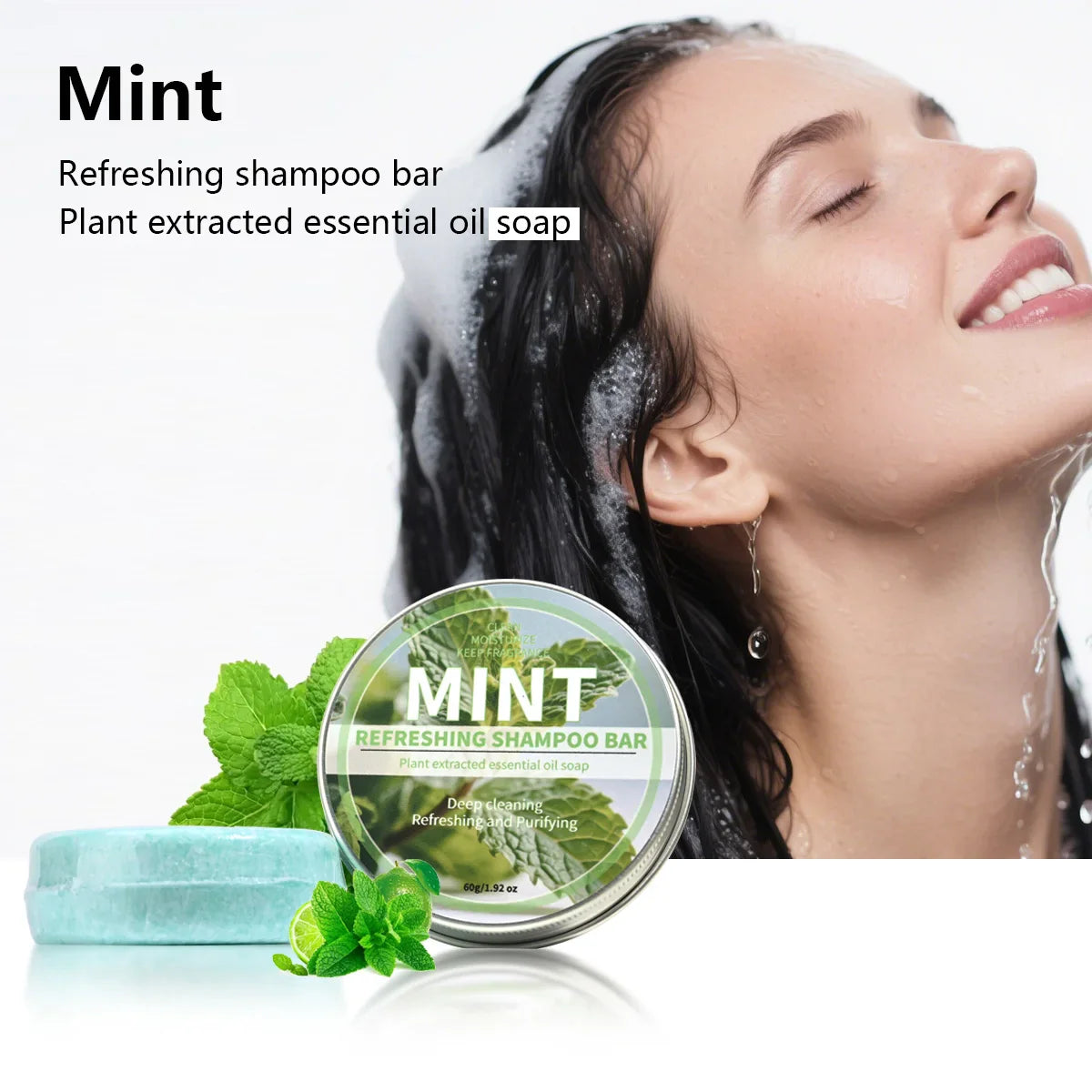 Mint Cool Shampoo Soap Bar, Plant Essential Oil Hair Care Soap, Deep Cleansing Natural Oil Soap