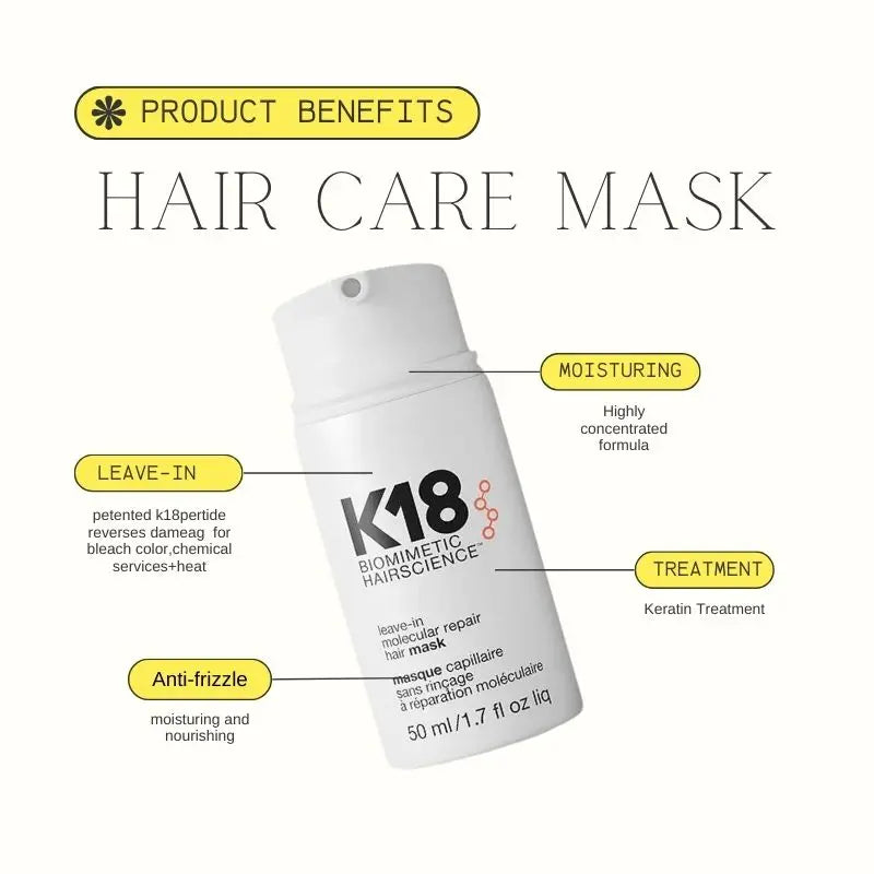 K18 Hair Mask Leave-In Molecular Repair Conditioner Deep Restores Damaged Hair Keratin Treatment For Hair And Scalp Hair Care