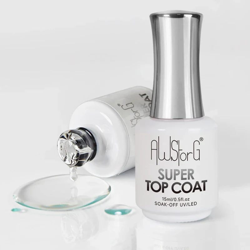 AWStorG 15ML Super Top Coat Function Gel No Wipe Matte Top Gel Transparent Soak Off UV LED NailArt Manicure Gel Varnish Primer