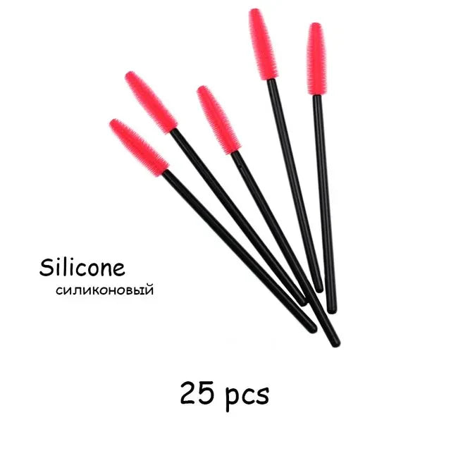 25pcs Silicone Mascara Wands Applicator Disposable Eyelash Brushes Comb Beauty Makeup Brush For Women Eyelash Extension tools