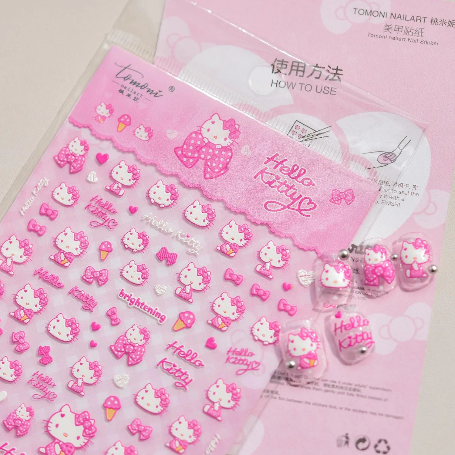 1PCS New Color Laser Hello Kitty Cartoon 5D Nail Stickers Sanrio Cinnamoroll Pochacco Nail Art Supplies DIY Nail Art Stickers