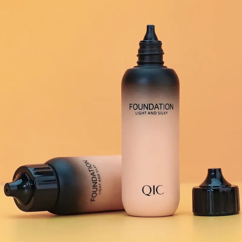 QIC Small Milk Bottle Liquid Foundation Concealer Moisturizing Clear Waterproof Natural Brightening Makeup for Face