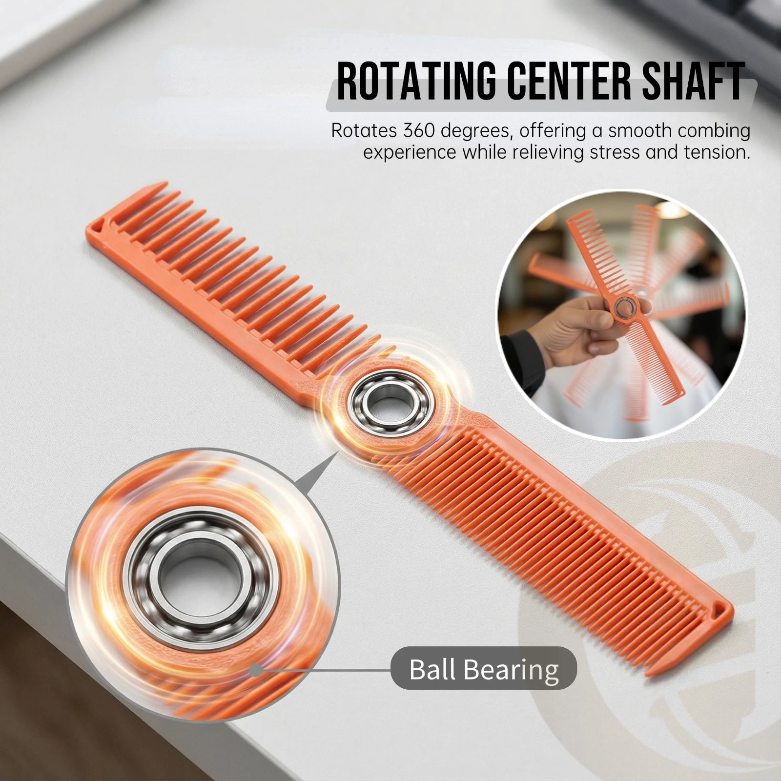 2Pcs NEW Professional Barber Dual Spining Comb Wide and Fine Tooth Cutting Comb Taper Comb for Salon Hairdressing Accessories