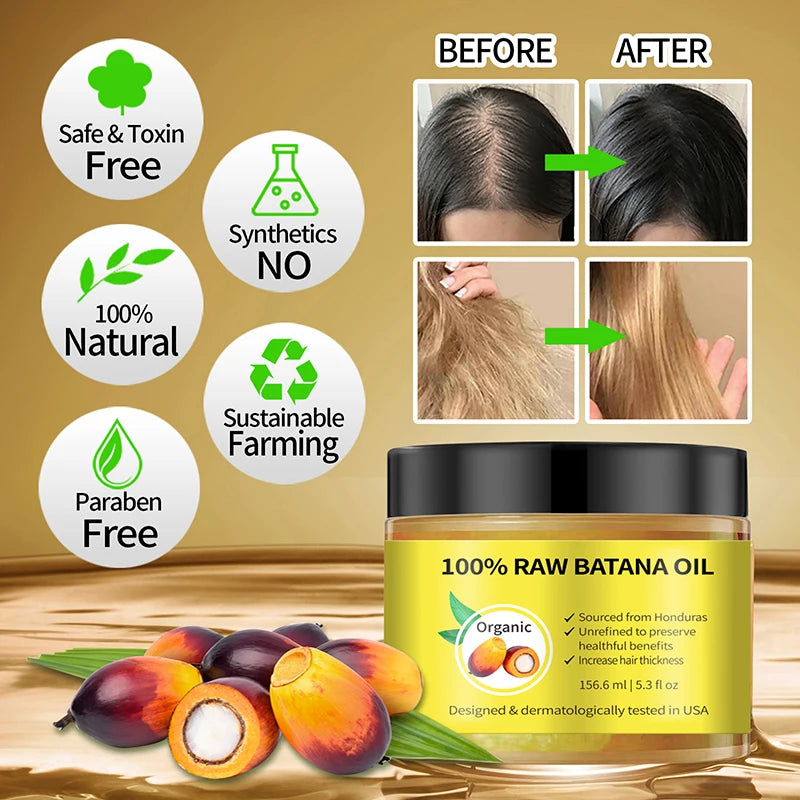 Batana Oil For Scalp And Hair Care, Palm Oil Enriched, Plant Extracts, Scalp And Hair Care Product