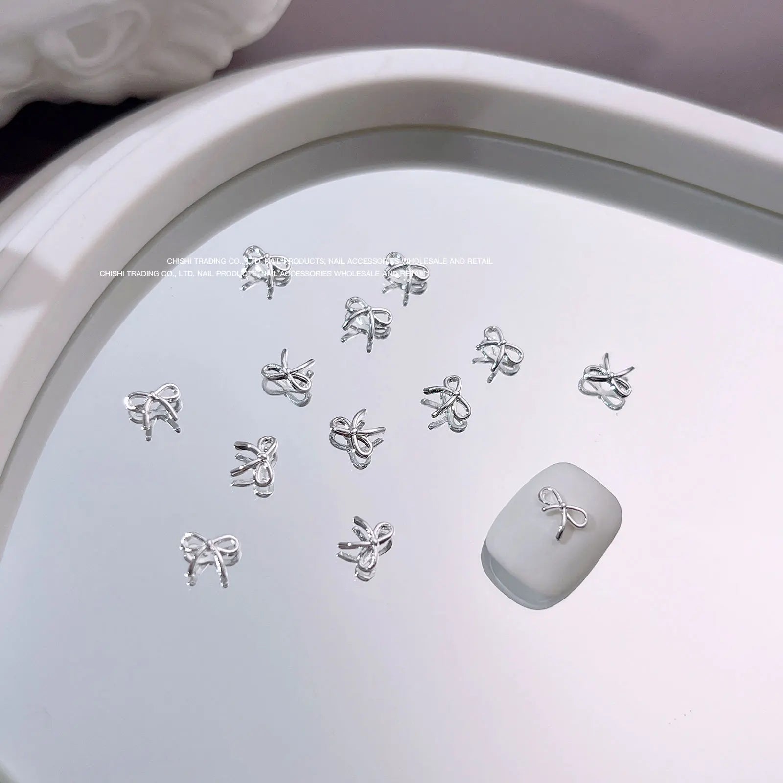 10Pcs Mini Hollow Butterfly Knotbow Nail Art Charms 3D Metal Silver/Gold Alloy Nail Art Decoration DIY Nail Accessories