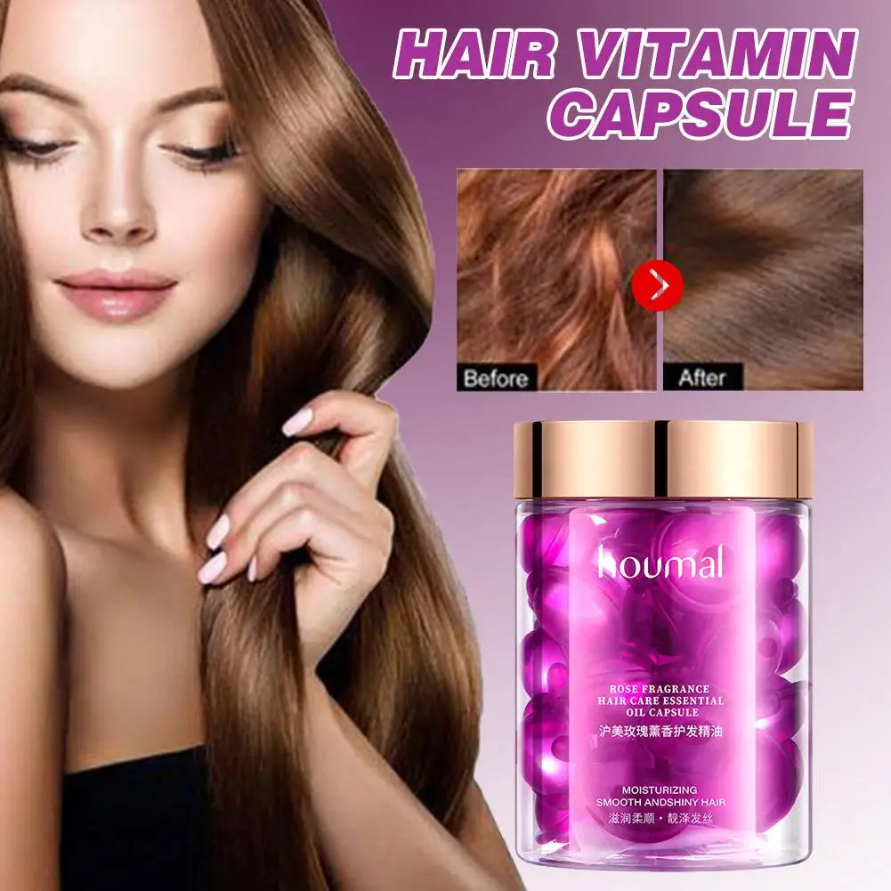 Hair Styling Serum for Frizzy & Dry Hair Rose Essence Oil Capsules Leave-in Anti Frizz Conditioner Repairs Dry, Damaged Hair