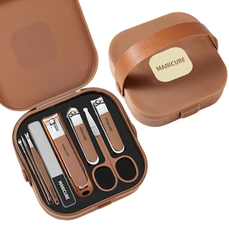 8pcs/set Manicure Kit Stainless Steel Sharp Durable All in One Nail Tools Portable Nail Clipper Set