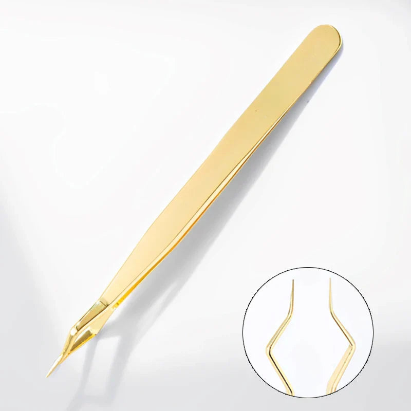 New Lash Extension Tweezers Anti slip Stainless Steel Curved Tip Straight Tweezers High Precision Nail Art Makeup Beauty Tools