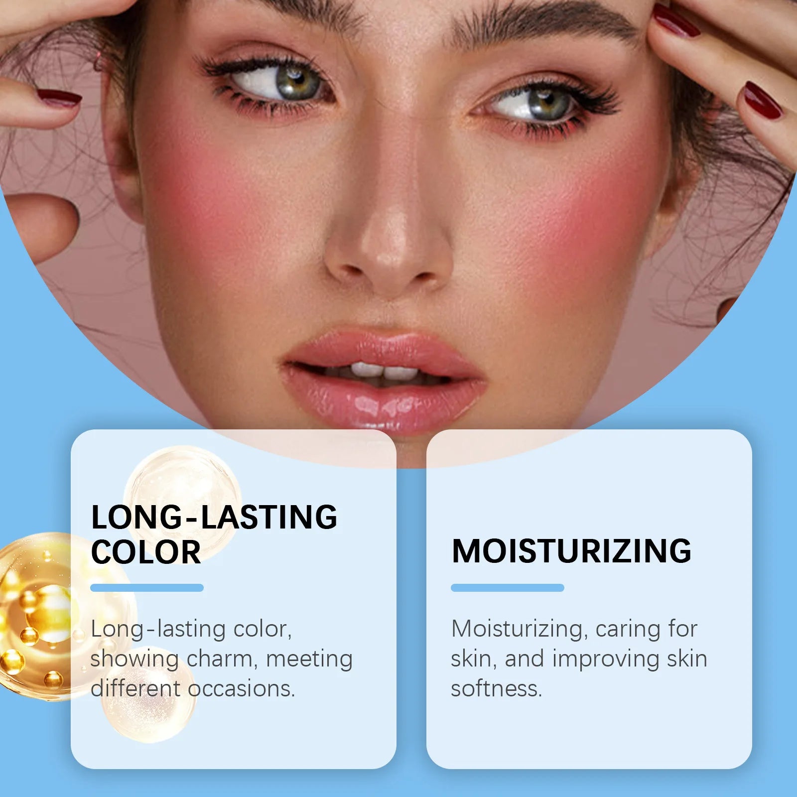 Blush Stick Double-Ended Natural Long Lasting Expansive Color Brightening Matte Makeup Monochrome Creamy Lips Cheek Rouge Makeup