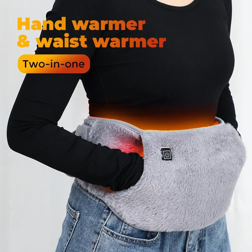 3 Levels Electric Graphene Heating Pad Rechargeable Uterine Belt Soft Crystal Velvet Hand Waist Abdominal Warmer For Period