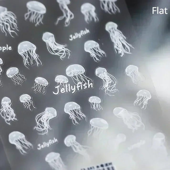 Sea Wave Jellyfish Starfish Conch Shell Dolphin Pearl Summer Beach Goldfish Water Bubble Mermaid Koi INS Nail Art Stickers Decal